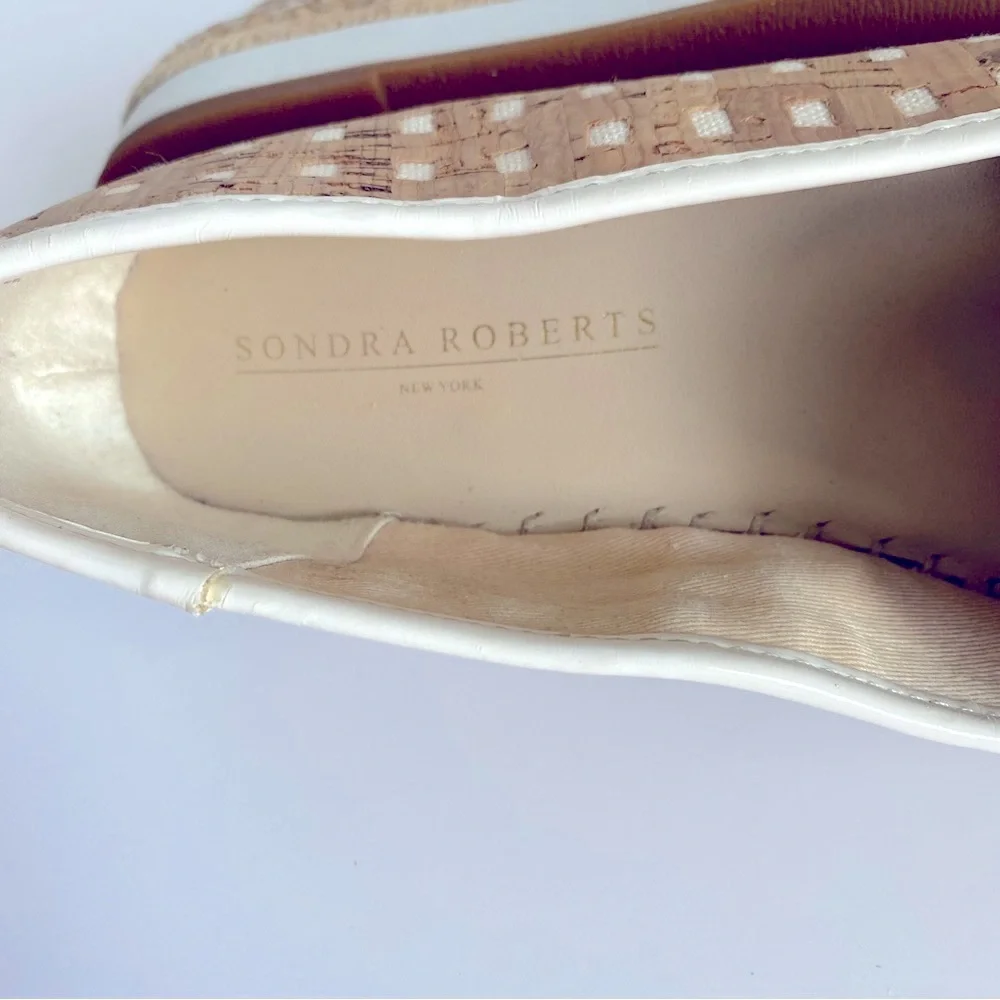 Sondra Roberts Womens Tan/White Ellie Woven Cork Platform Espadrille Slip-on S 8